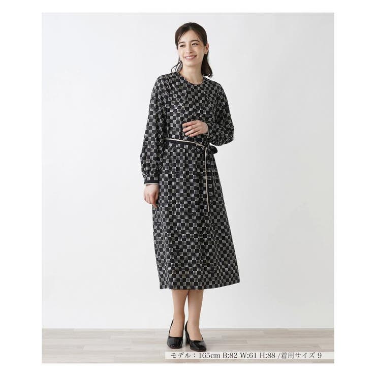 美品レリアンLeilian/洗えるロング ワンピース ストライプ