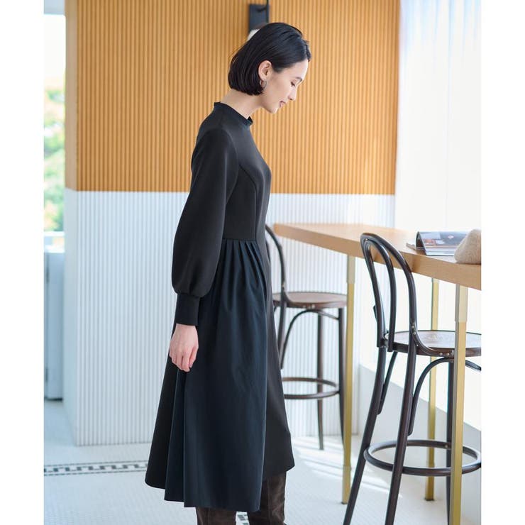 洗える 異素材MIXダンボールニットワンピース[品番：LAVW0018677