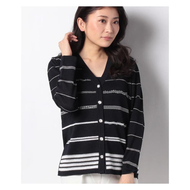 ラメボーダーカーディガン | Leilian | 詳細画像1