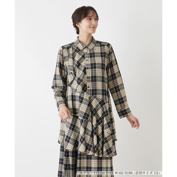 タータンチェックシャツブラウス[品番：LAVW0017754]｜Leilian PLUS