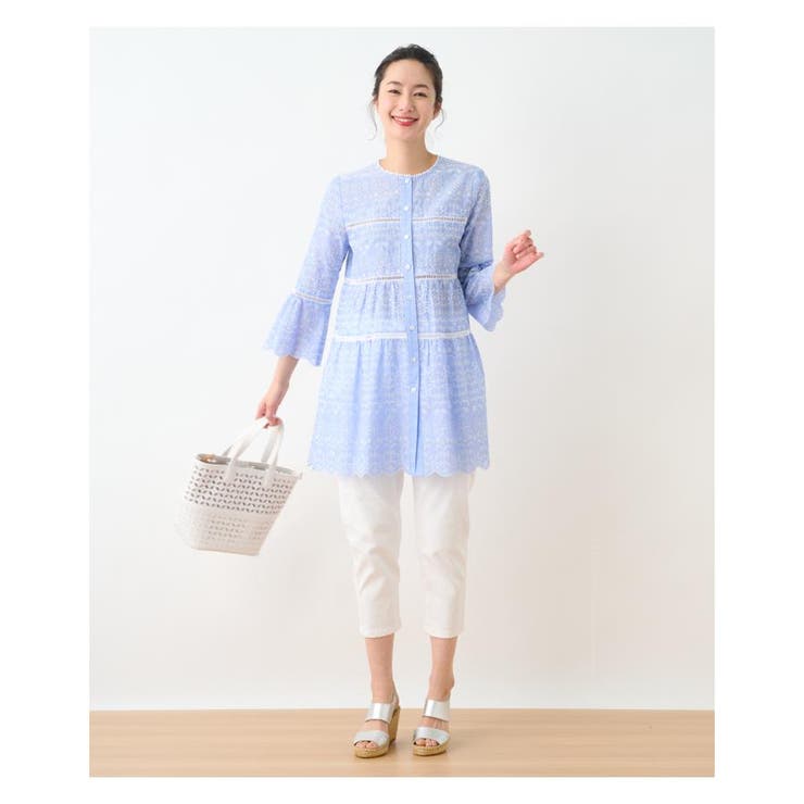 レース刺繍チュニックブラウス[品番：LAVW0008263]｜Leilian（レリアン 