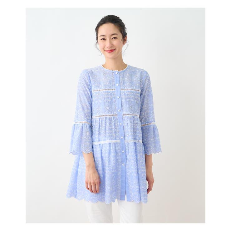 レース刺繍チュニックブラウス[品番：LAVW0008263]｜Leilian（レリアン