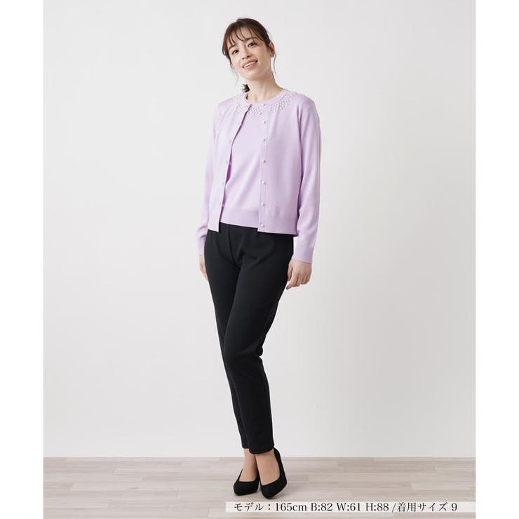 Leilian / レリアン ビジューネックカーディガン ビジューネックカーディガン[品番：LAVW0019378]｜Leilian