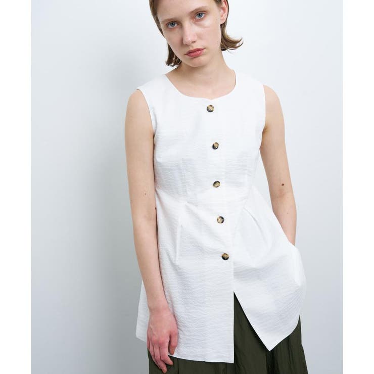 コットンリップルベスト[品番：LAVW0016213]｜LANVIN en Bleu 