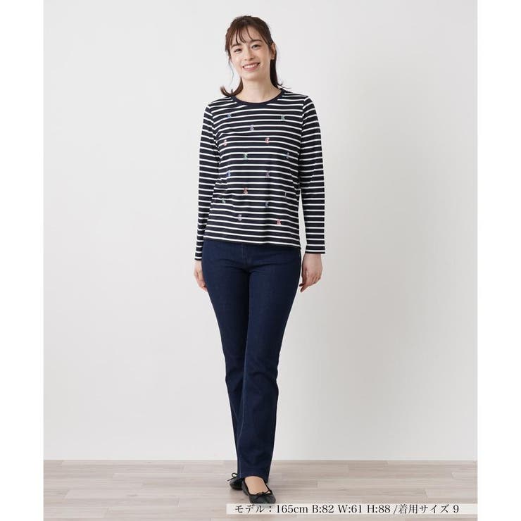 刺繍ボーダーカットソー[品番：LAVW0019379]｜Leilian（レリアン
