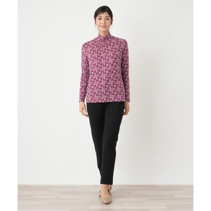 幾何学柄ハイネックカットソー[品番：LAVW0019313]｜Leilian（レリアン