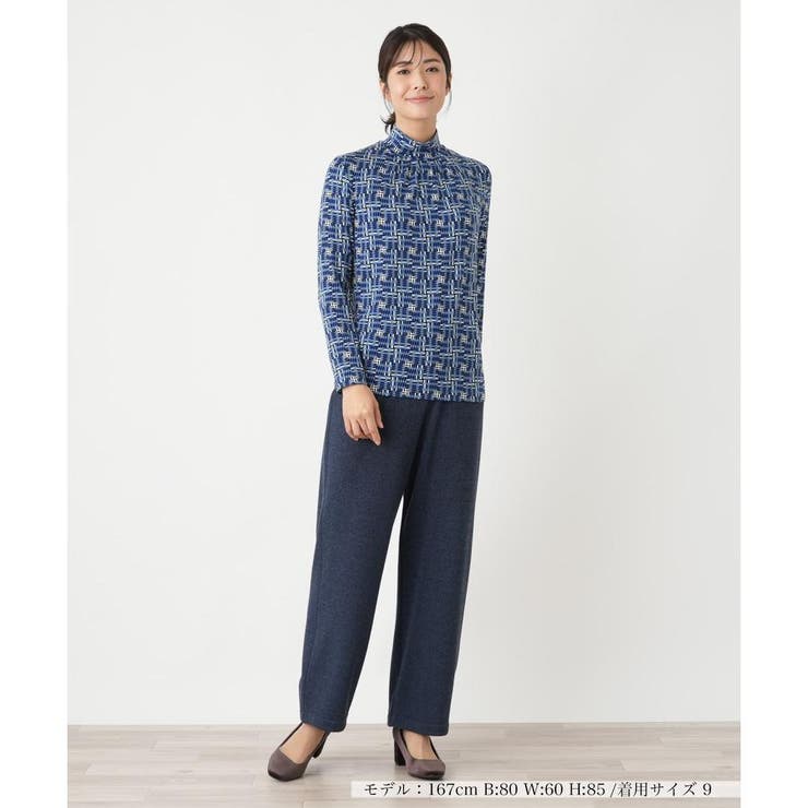 幾何学柄ハイネックカットソー[品番：LAVW0019313]｜Leilian（レリアン