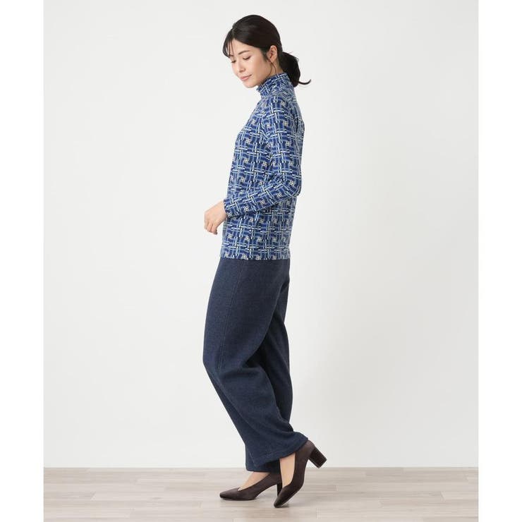 幾何学柄ハイネックカットソー[品番：LAVW0019313]｜Leilian（レリアン