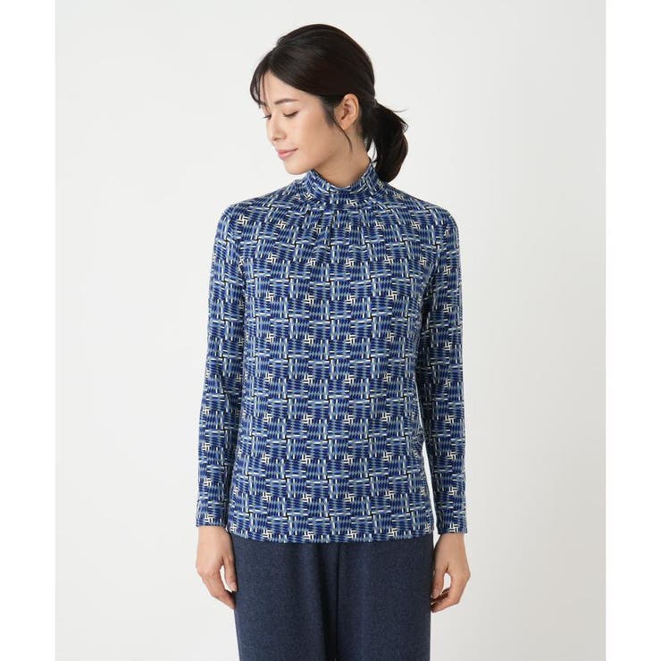 幾何学柄ハイネックカットソー[品番：LAVW0019313]｜Leilian（レリアン