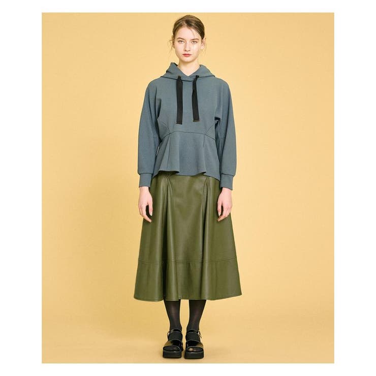 フェイクレザーフレアスカート[品番：LAVW0004206]｜LANVIN en Bleu 