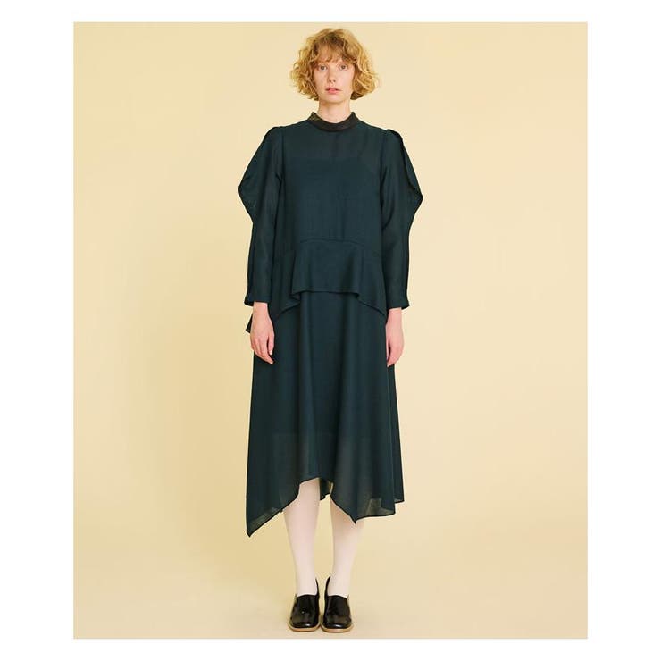 LA6557 ランバンオンブルー 半袖ロングワンピース レーヨン