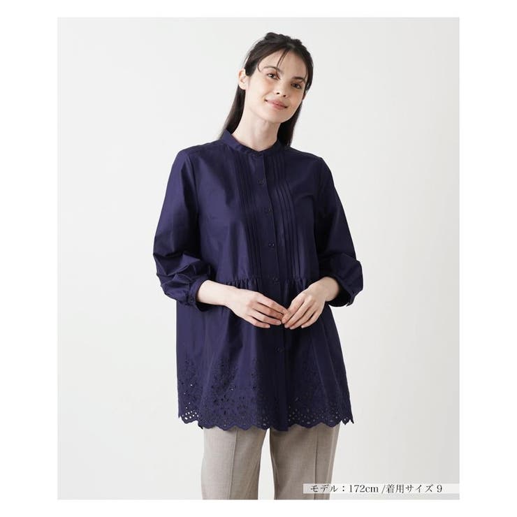 Leilian レリアン スターモチーフレース ブラウス 13+ ¥42,900 店舗人気】ストライプブラウス【Leilian WHITE LABEL】|レリアン