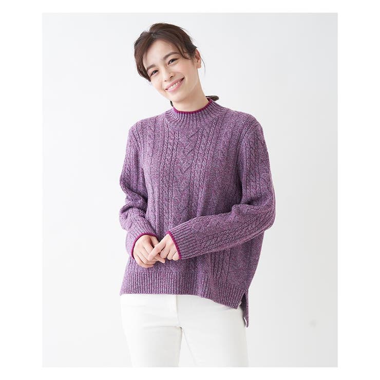 バイオレット | ハイネックケーブルニット | Leilian PLUS HOUSE
