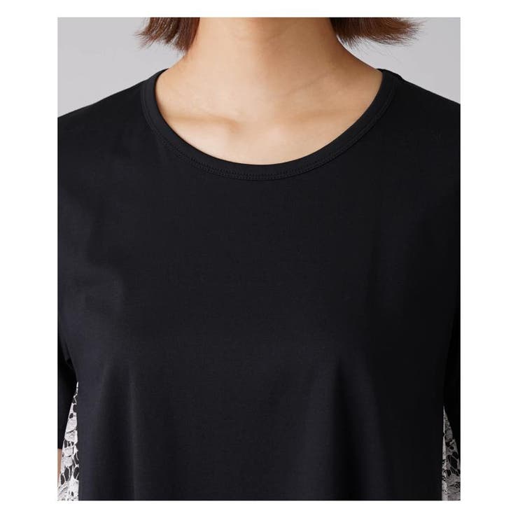 Leilian / レリアン バックプリントレースカットソー プリントクルーネックTシャツ | Leilian plus house (Women