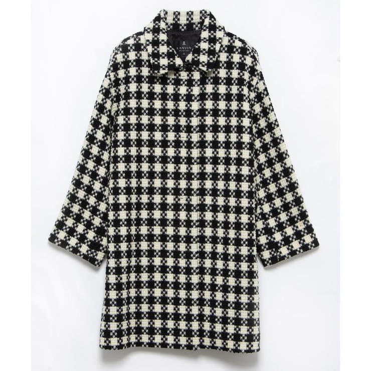 LANVIN ランバン ステンカラーコート チェック柄 シルク ロービングチェックコート | LANVIN COLLECTION (Women)/ランバン