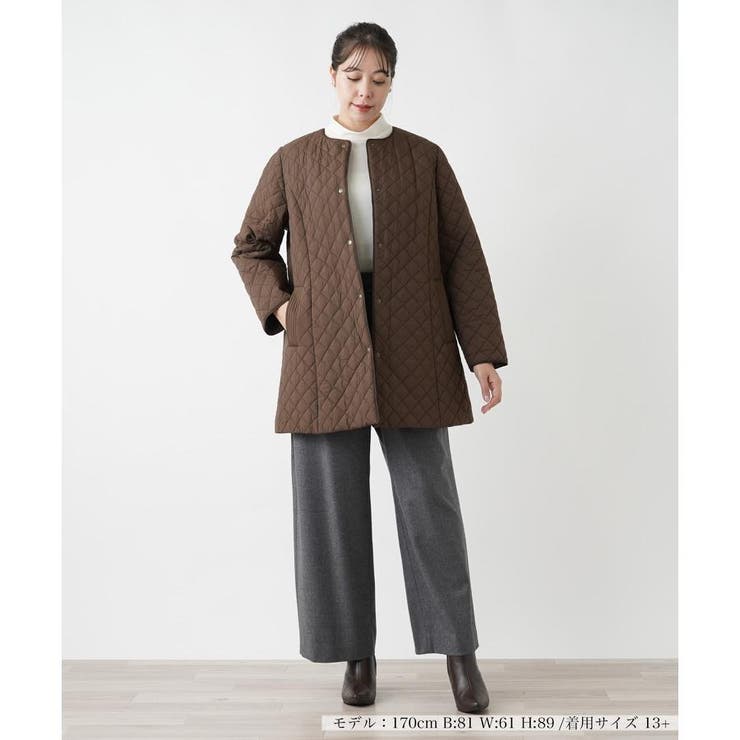 【NEW限定品】 Leilian レリアン 大きい パイピング ロングコート キルティング ジャケット・アウター
