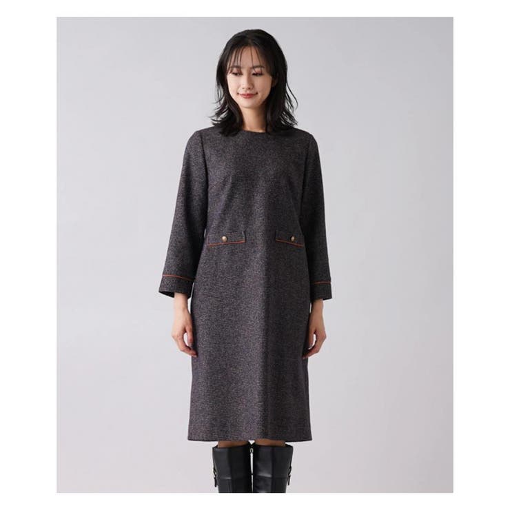 ツイードクルーネックワンピース[品番：LAVW0006916]｜Leilian