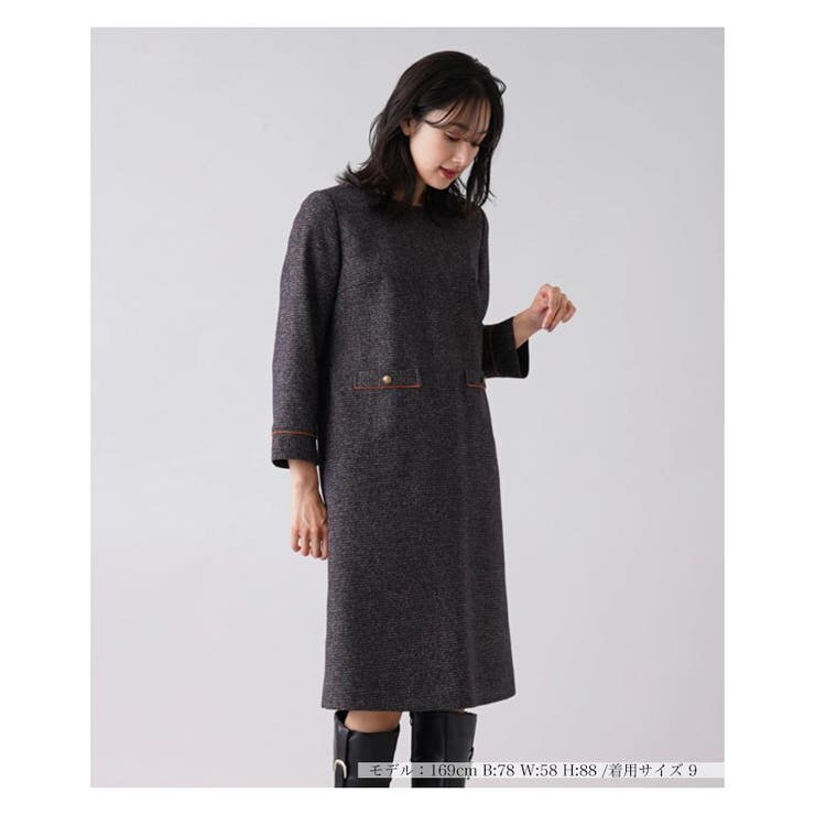 ツイードクルーネックワンピース[品番：LAVW0006916]｜Leilian