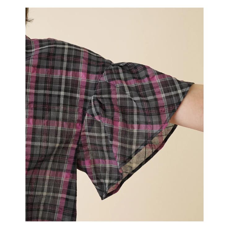 キーネックチェックブラウス[品番：LAVW0010231]｜Leilian PLUS HOUSE 