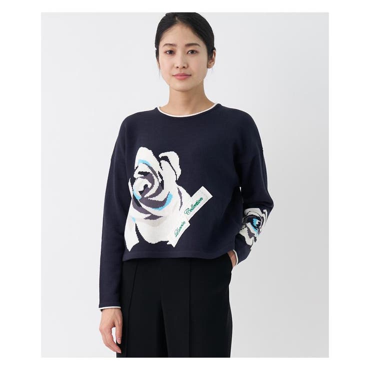 ブルーローズ　ランバン　セーター インターシャローズニット[品番：LAVW0013630]｜LANVIN COLLECTION