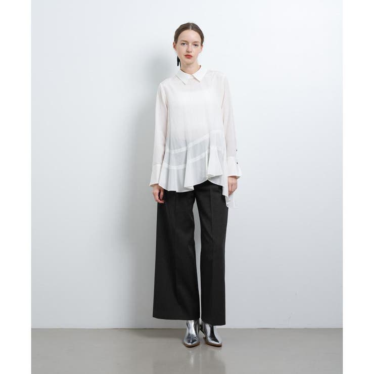 アシンメトリーヘムシャツブラウス[品番：LAVW0017945]｜LANVIN