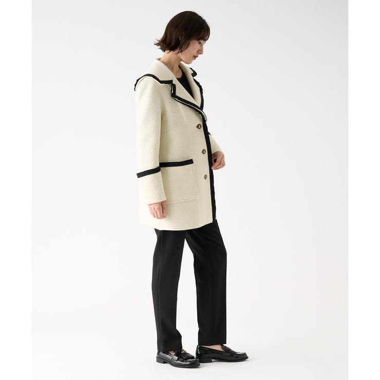 LANVIN collection 黒に白ドット シンプルキュート コート 美品 LANVIN collection 黒に白ドット シンプルキュート コート 美品