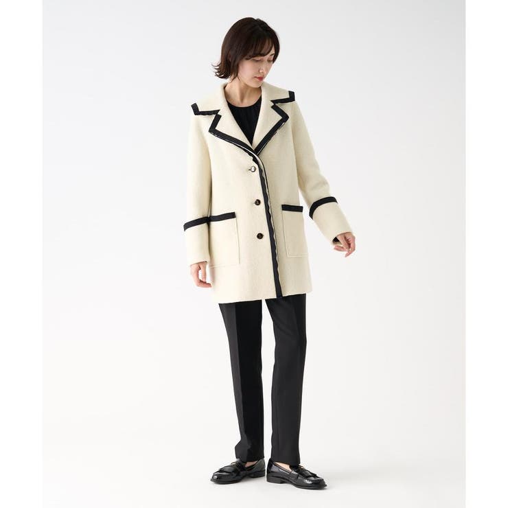 グログランパイピング圧縮ウールコート[品番：LAVW0019399]｜LANVIN