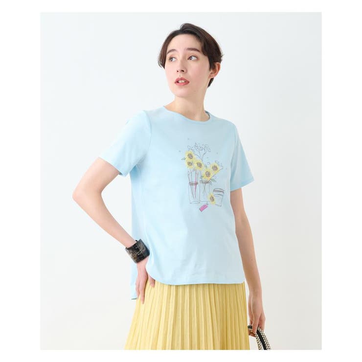洗える ひんやり ひまわりTシャツ[品番：LAVW0008972]｜CARA O