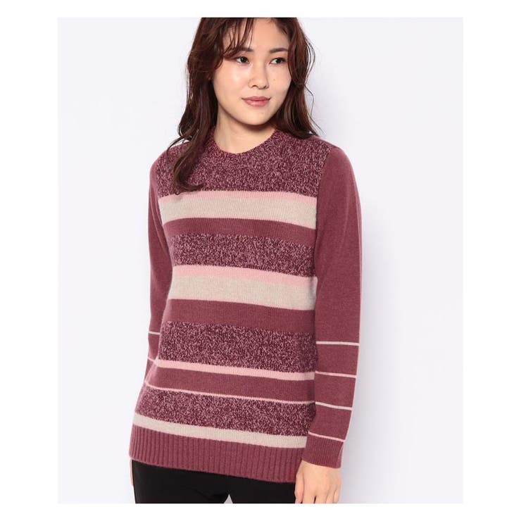 レッド系 | カシミヤボーダーニット | Leilian