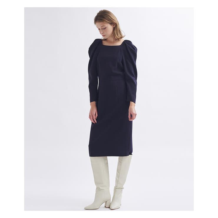 【新品タグ付き】ランバンオンブルー　ロングワンピース　ボリュームスリーブ　М　秋 LANVIN en Bleu（ランバンオンブルー）の「【VERY掲載