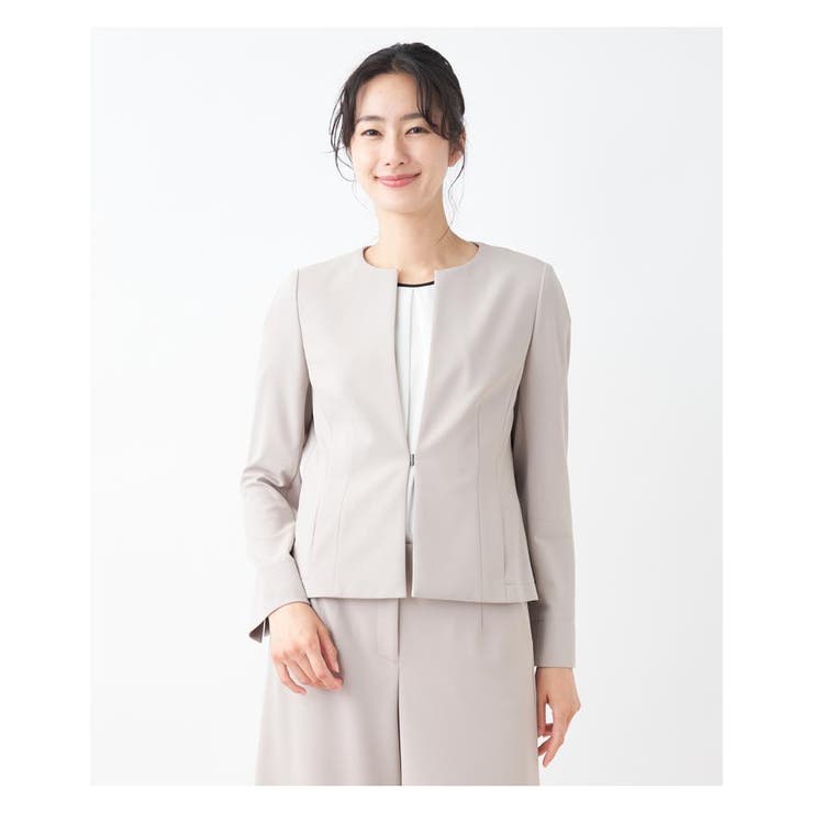 ブラウン系 | 洗えるノーカラージャケット | Leilian PLUS HOUSE