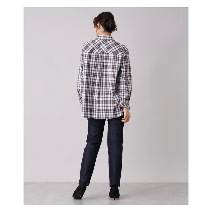 leilian - 美品 Leilian ブロック チェック柄ロング丈シャツ  サイドスリット チェック柄シャツ[品番：LAVW0006485]｜Leilian PLUS HOUSE（レリアン