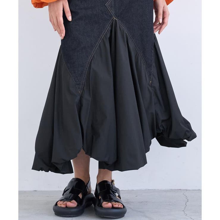 デニムコンビネーションスカート[品番：LAVW0008665]｜LANVIN en