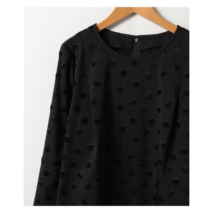 Leilian 洗えるドット×ストライプチュニック丈カットソー 17＋ Leilian 洗えるドット×ストライプチュニック丈カットソー 17＋