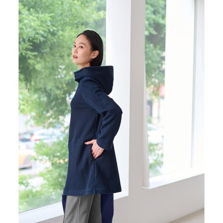 洗える裏起毛 ジップアップのデニムジャケット[品番 