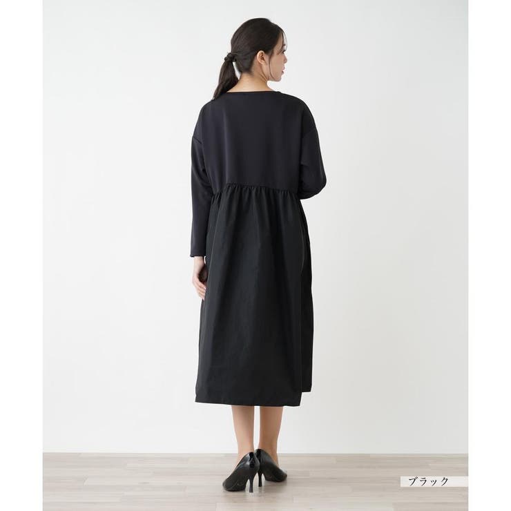 異素材切替ワンピース[品番：LAVW0019495]｜Leilian PLUS HOUSE