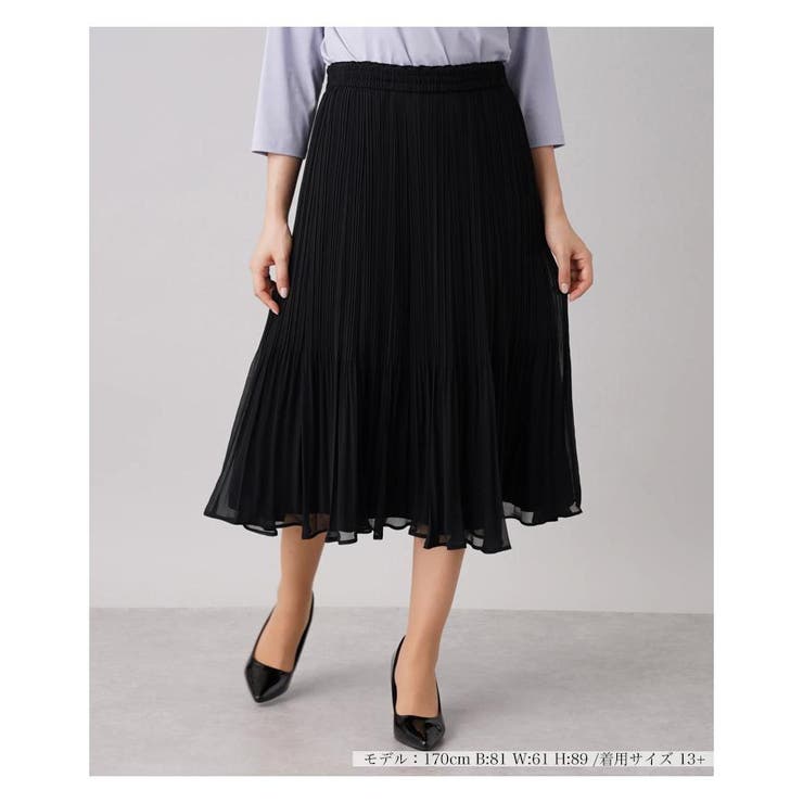 ブラック | シフォンプリ-ツスカ-ト | Leilian PLUS HOUSE