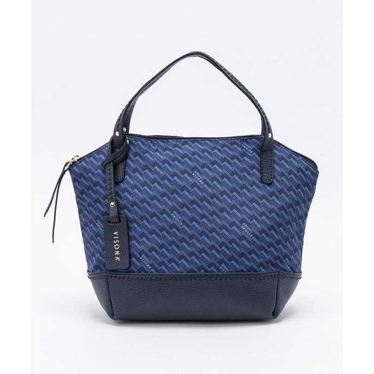 幾何学模様の青いハンドバッグ