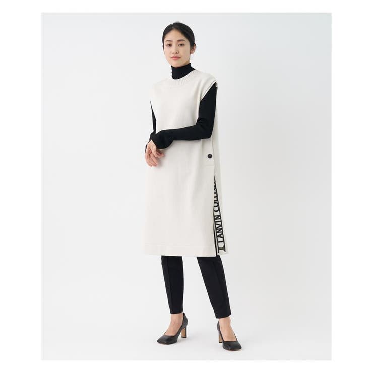 LANVIN ランバンコレクション ロングジレ ベスト ホワイト 38 お呼ばれ ロングニットベスト[品番：LAVW0013870]｜LANVIN COLLECTION（ランバン