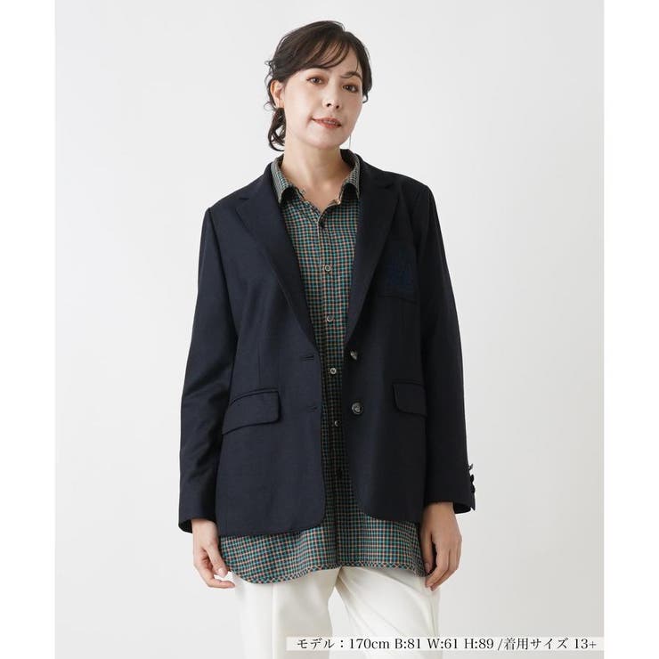 エンブレム刺繍付きブレザー[品番：LAVW0017572]｜Leilian PLUS HOUSE