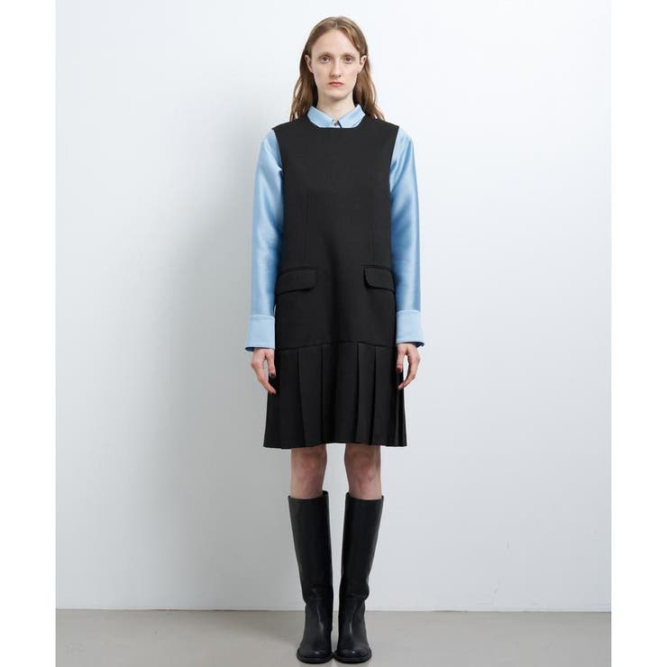 プリーツヘムウールツイルワンピース[品番：LAVW0017435]｜LANVIN en 