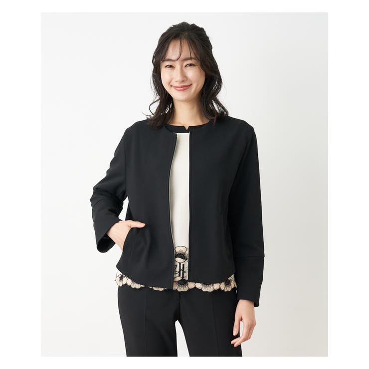 ブラック | ノーカラージャケット | Leilian