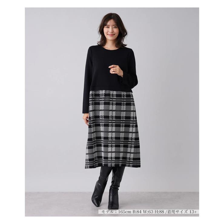 チェック切替ドッキングワンピース | Leilian PLUS HOUSE | 詳細画像10