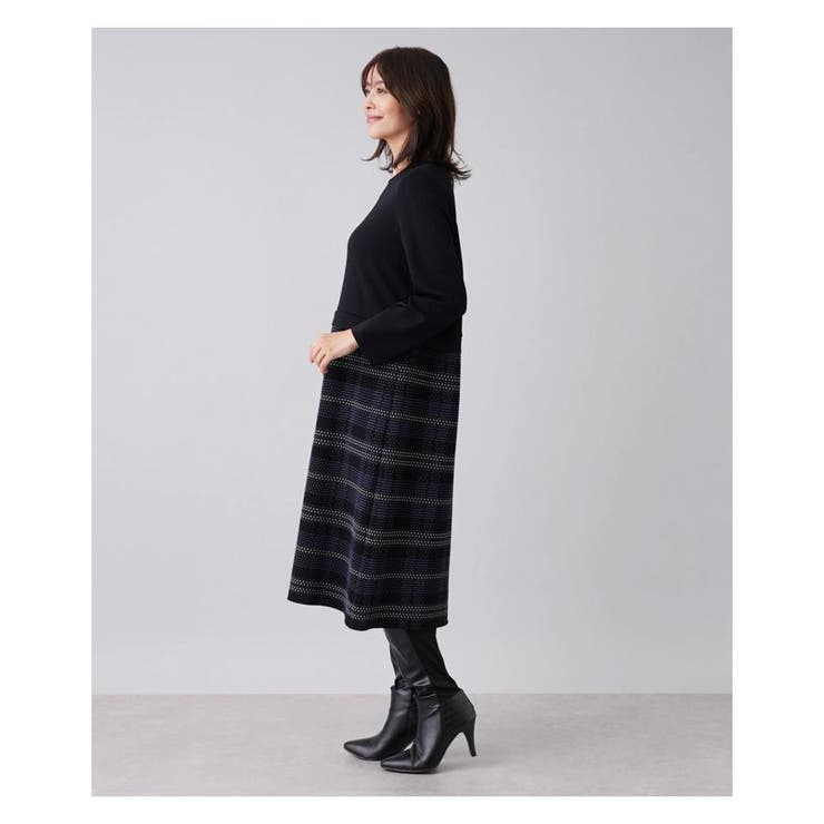 チェック切替ドッキングワンピース | Leilian PLUS HOUSE | 詳細画像8