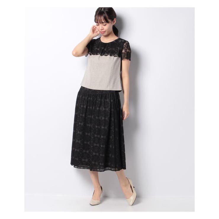 ブラウン系 | レースブラウス+スカートセットアップ | Leilian