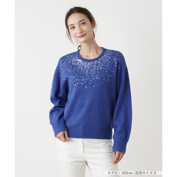 Leilian / レリアン スパンコール刺繍ニット スパンコール刺繍ニット[品番：LAVW0018476]｜Leilian（レリアン