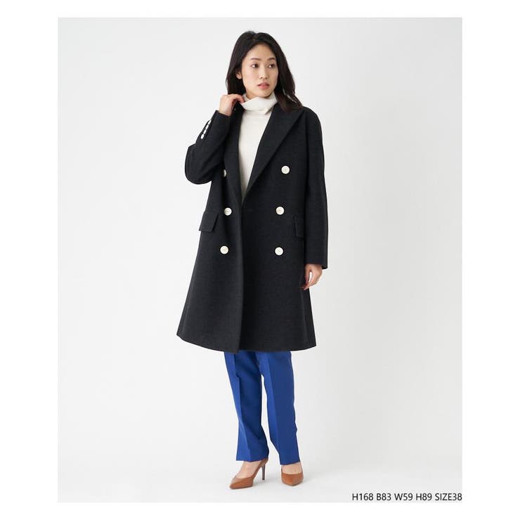 LANVINダブルブレスト ロングコート lanvin ロングダブルコート - メルカリ