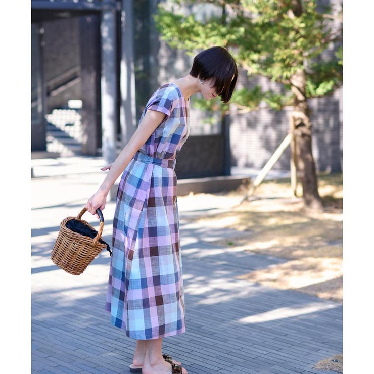 洗える ベルト付チェックワンピース[品番：LAVW0014189]｜CARA O CRUZ