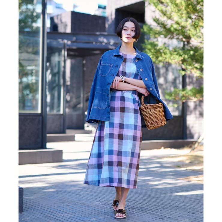 洗える ベルト付チェックワンピース[品番：LAVW0014189]｜CARA O