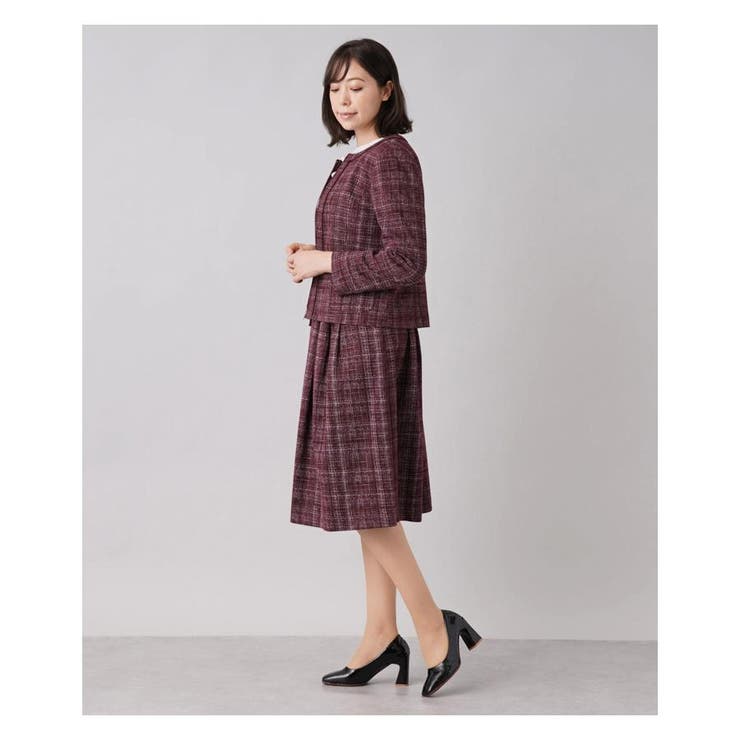 【美品】Leilian　チェック柄ノーカラージャケット　13+　近年 チェック柄ノーカラージャケット[品番：LAVW0004945]｜Leilian PLUS